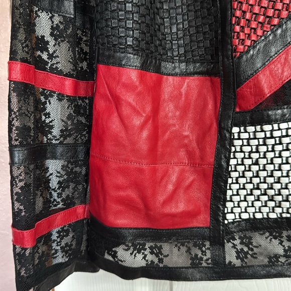 Vintage Stillman Studio leather and lace patchwork jacket Size 2x - Picture 2 of 9